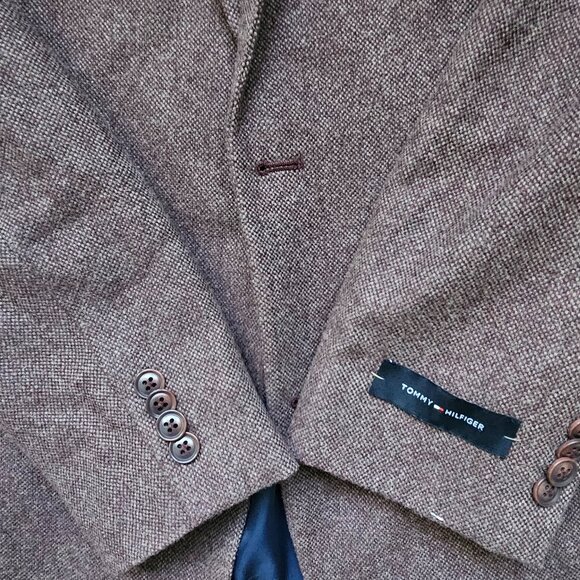 Tommy Hilfiger Trevor jacket sport suit coat Wine Tan Brown 40 Long $350 NWT - Picture 6 of 7